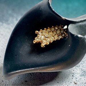 Gold Pavé Crystal Cluster vintage Black Calla Lilly Brooch